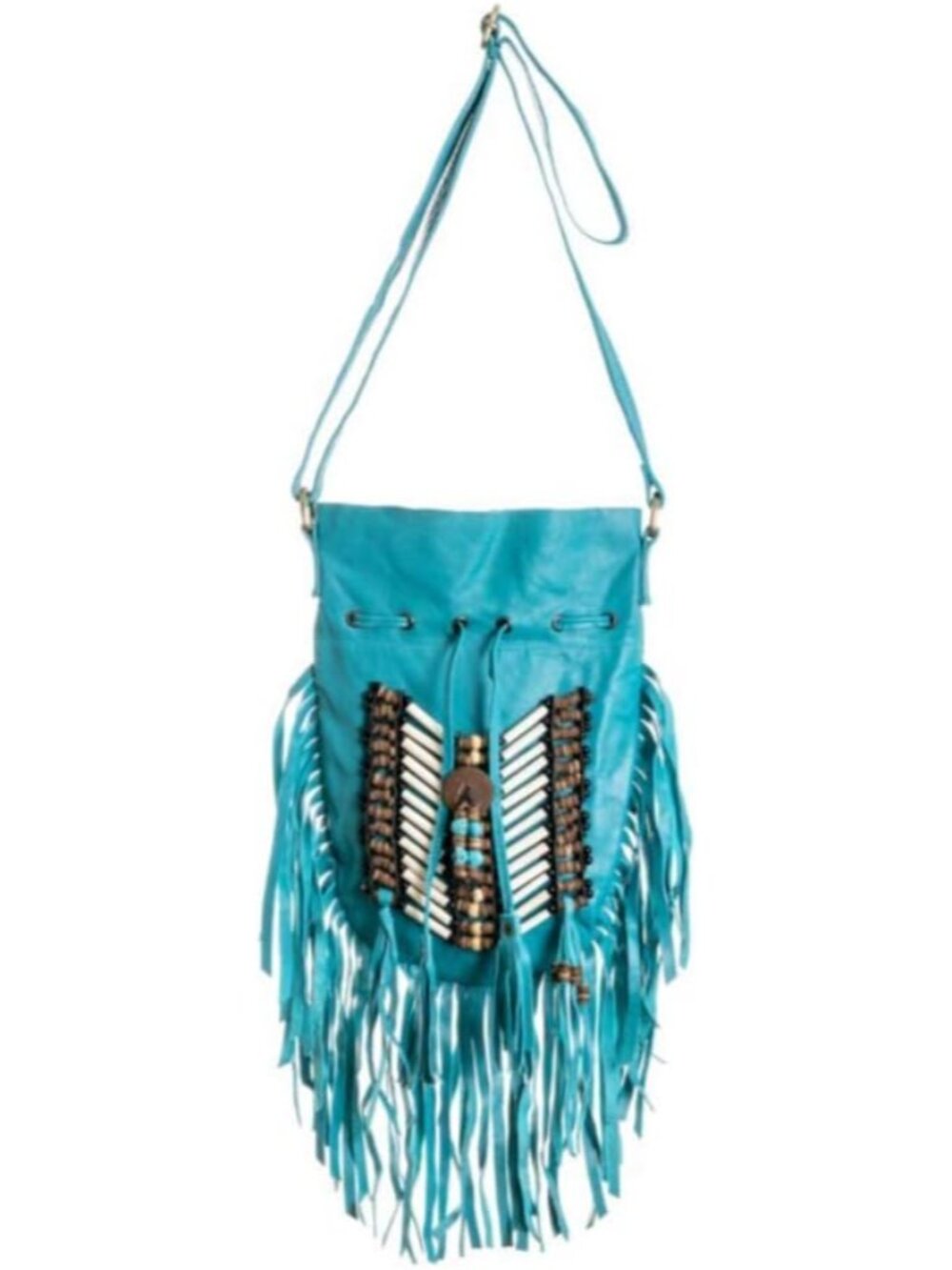 Boho Bag Round S | Real Leather | Fringe Purse | Bohemian Bags